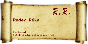 Reder Réka névjegykártya