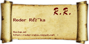 Reder Réka névjegykártya